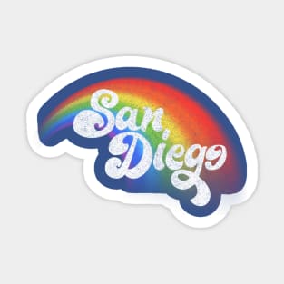 San Diego // Faded Retro Rainbow Typography Design Sticker